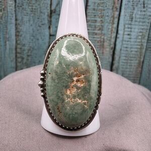 Big Green Turquoise Ring size 9.5 Men's or Women's Sterling Silver Southwestern
